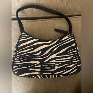 Kendall & Kylie Zebra Pattern Black and Tan Shoulder Bag